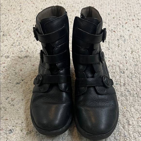 Bionica Black Leather Ankle Boots with Buckle Straps - Picture 2 of 4